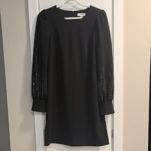 NWT Calvin Klein Black Dress with Beaded Sleeves 🖤🌴